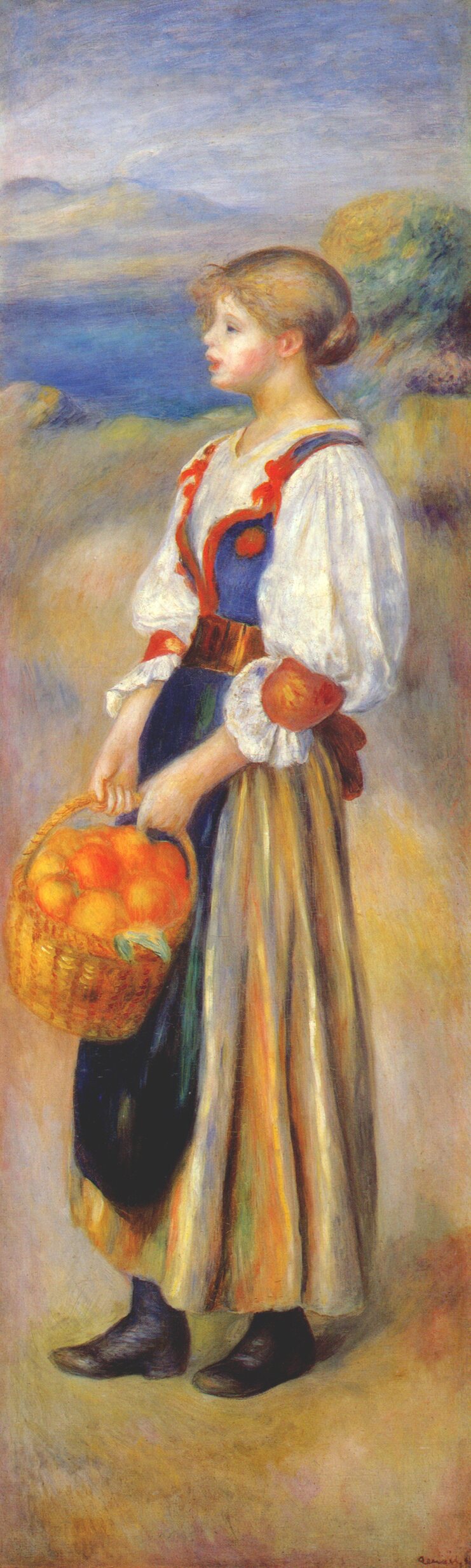 Girl with a basket of oranges - Pierre-Auguste Renoir painting on canvas